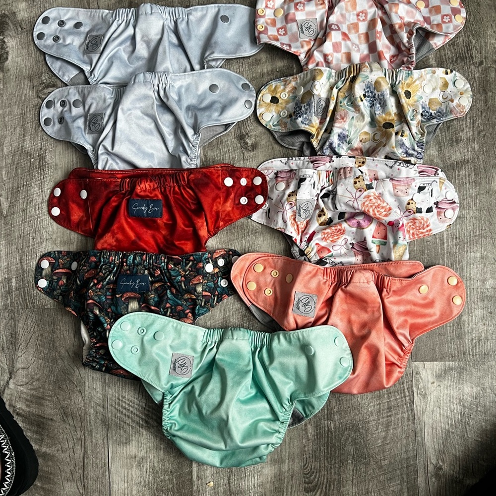 Stylish Diaper Covers Set - Red, Silver, Mint, and Coral